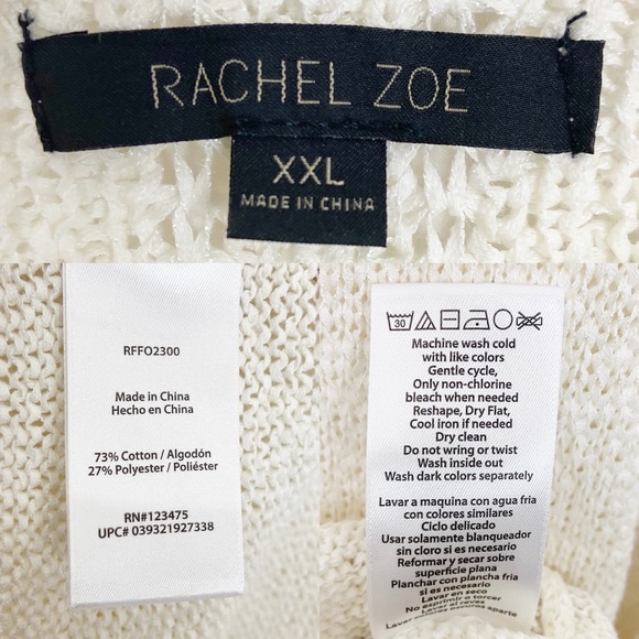 Rachel Zoe Karla Cotton Blend Knit Sweater in Ivory Size XXL - Picture 8 of 8